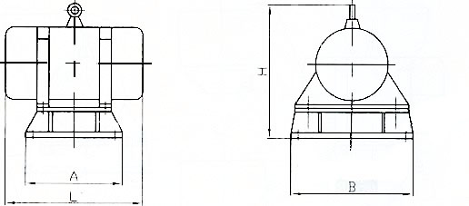 zfb仓壁振动器规格：L為(wèi)整机長(cháng)度，B為(wèi)整机宽度，I為(wèi)整机高度