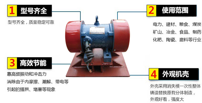 lzf仓壁振动器：1，型号齐全：型号齐全，质量稳定可(kě)靠。2，适用(yòng)范围：電(diàn)力，建材，粮食，煤炭，矿山(shān)，冶金，食品，制药，化肥，陶瓷，磨料等行业。3，高效：靠高频振动和冲击力消除由于内摩擦，潮解，带電(diàn)等引起的塔供，堵塞等现象。4，外观机壳：外壳采用(yòng)消失模一次性整體(tǐ)铸造替换原有(yǒu)分(fēn)體(tǐ)制造，外观好看，强度大。